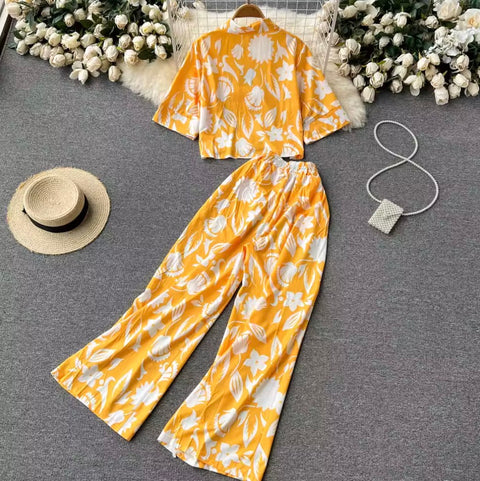 Printed Polo Shirt & Trousers 2Pcs