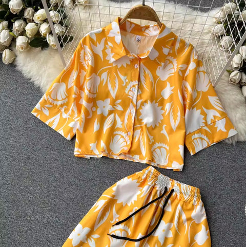 Printed Polo Shirt & Trousers 2Pcs