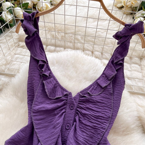 Irregular Design Ruffled Ribbon Jumpsuits