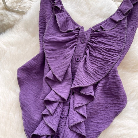 Irregular Design Ruffled Ribbon Jumpsuits