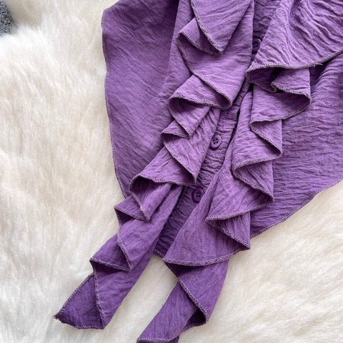 Irregular Design Ruffled Ribbon Jumpsuits