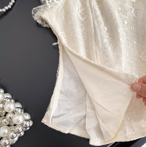 Premium Embroidery Sequined Lace Top