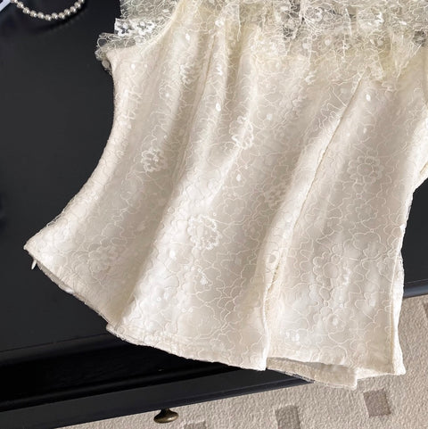 Premium Embroidery Sequined Lace Top