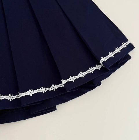 Denim Patchwork Dress with White Cape 2Pcs
