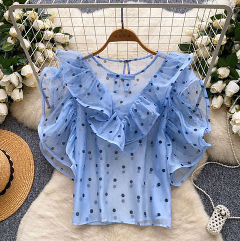 Niche Polka Dot Mesh Shirt