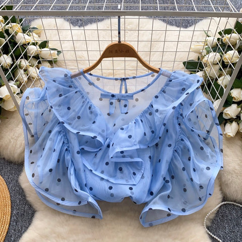 Niche Polka Dot Mesh Shirt