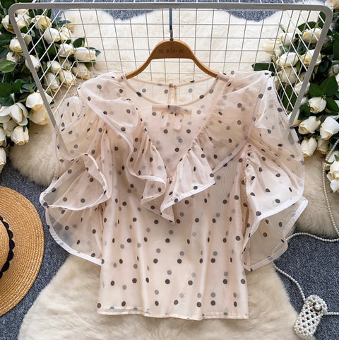 Niche Polka Dot Mesh Shirt