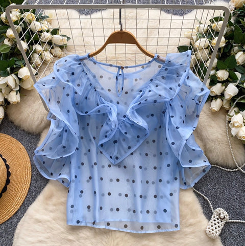 Niche Polka Dot Mesh Shirt