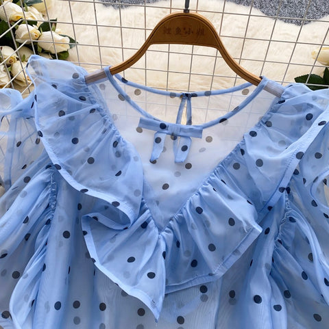 Niche Polka Dot Mesh Shirt