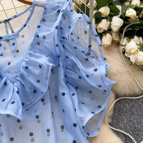 Niche Polka Dot Mesh Shirt