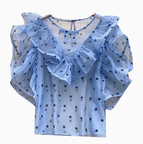 Niche Polka Dot Mesh Shirt