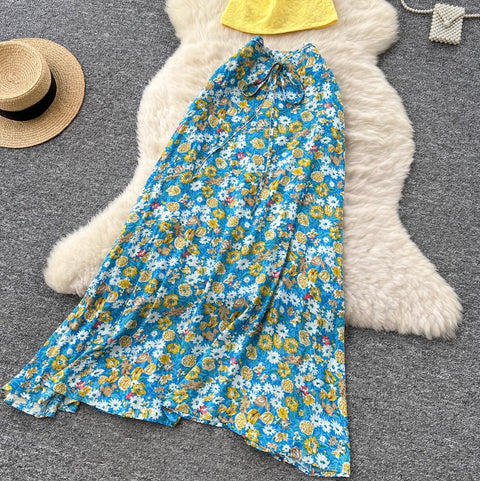 Halter Top & Floral Skirt 2Pcs