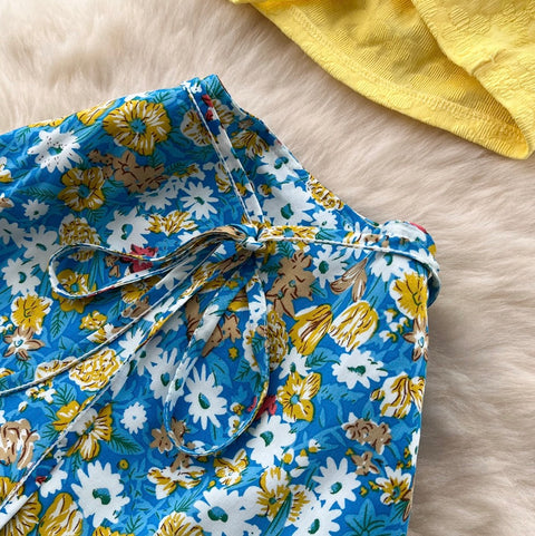 Halter Top & Floral Skirt 2Pcs