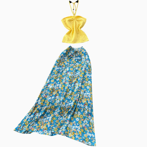 Halter Top & Floral Skirt 2Pcs