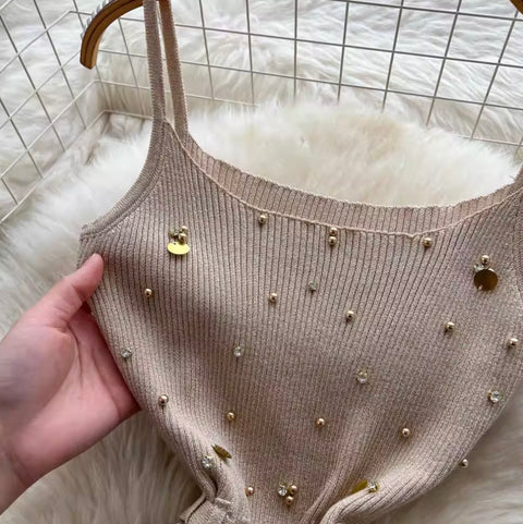 Sequin Beaded Knitted Slip Dress