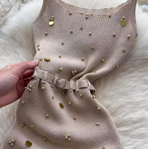 Sequin Beaded Knitted Slip Dress