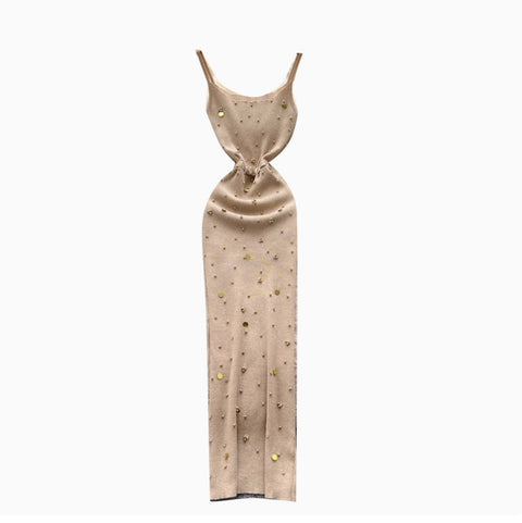 Sequin Beaded Knitted Slip Dress
