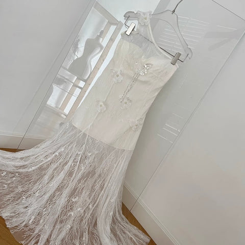 Sexy Embroidered White Lace Dress