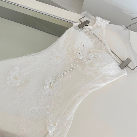 Sexy Embroidered White Lace Dress