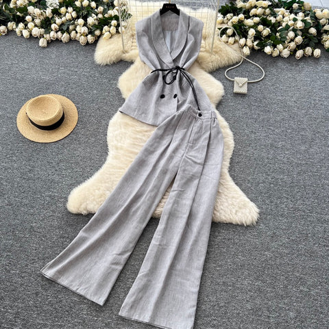 Lace-up Suit Vest & Trousers 2Pcs