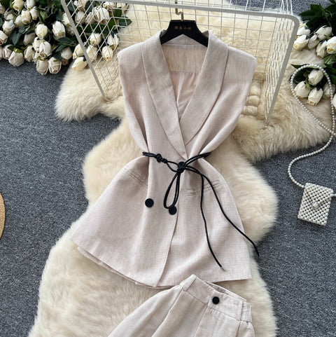 Lace-up Suit Vest & Trousers 2Pcs