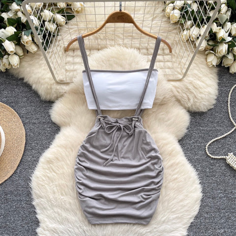 Padded Tank Top & Strap Skirt 2Pcs