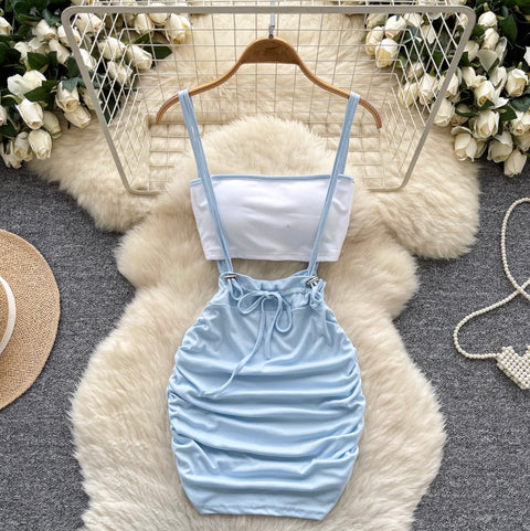 Padded Tank Top & Strap Skirt 2Pcs