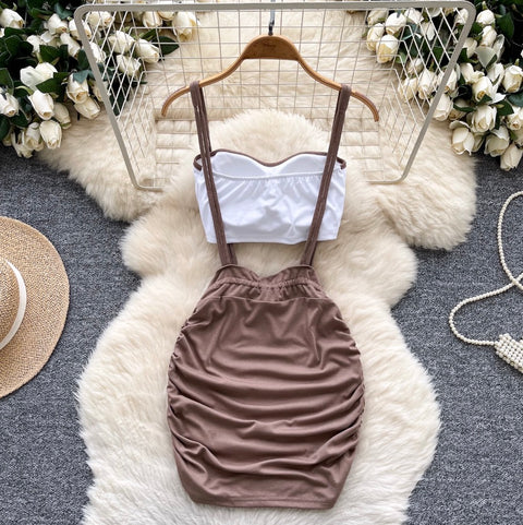 Padded Tank Top & Strap Skirt 2Pcs