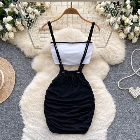 Padded Tank Top & Strap Skirt 2Pcs