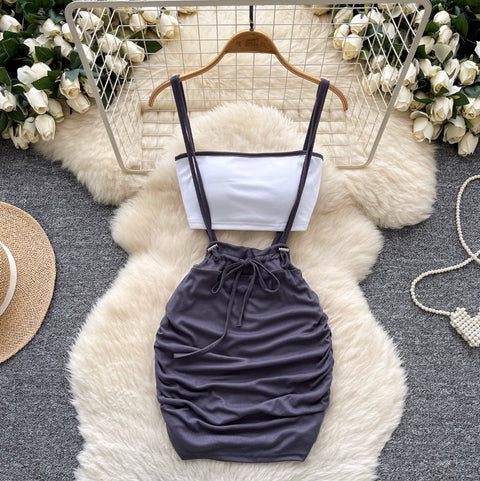 Padded Tank Top & Strap Skirt 2Pcs