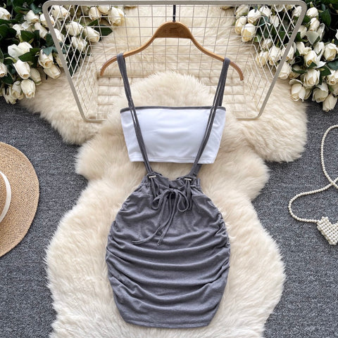 Padded Tank Top & Strap Skirt 2Pcs