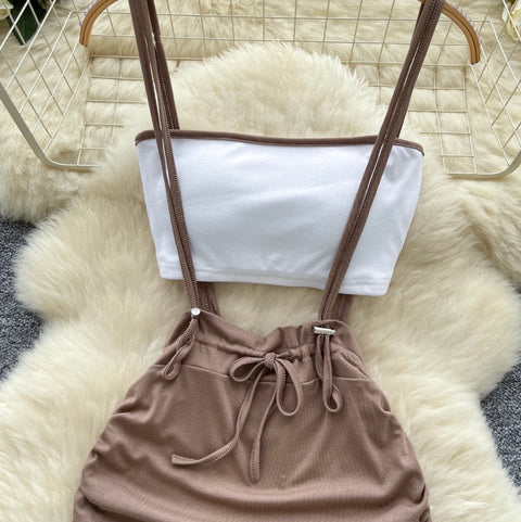 Padded Tank Top & Strap Skirt 2Pcs