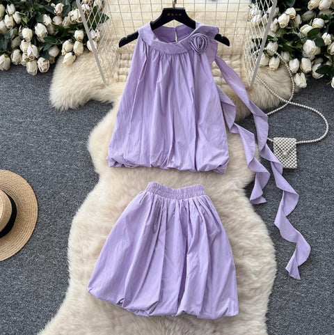 Halter Top & Ruffled Skirt 2Pcs