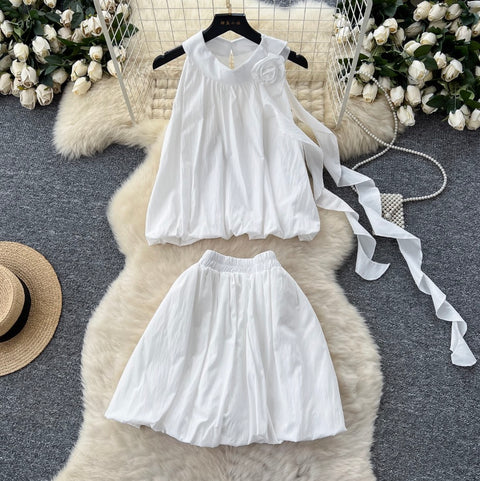 Halter Top & Ruffled Skirt 2Pcs