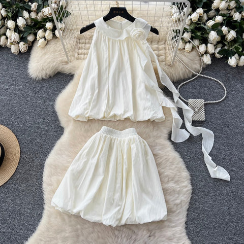 Halter Top & Ruffled Skirt 2Pcs
