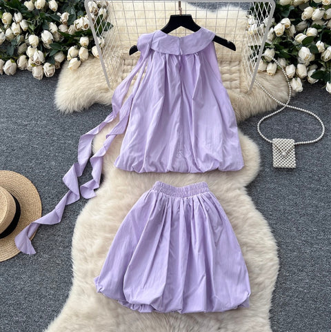 Halter Top & Ruffled Skirt 2Pcs