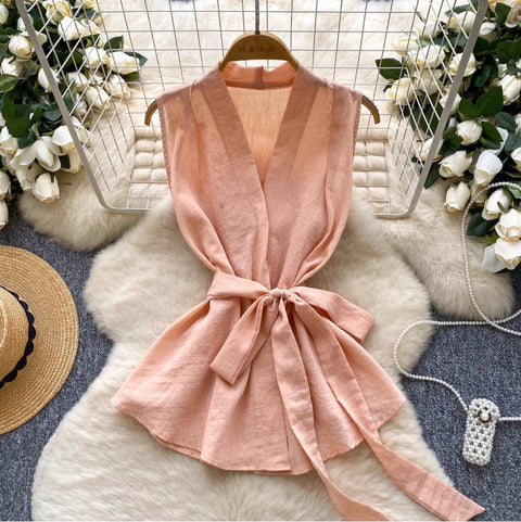 Casual V-neck Sleeveless Shirt