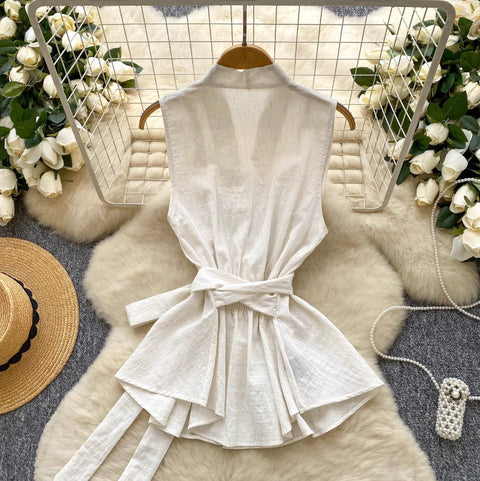 Casual V-neck Sleeveless Shirt