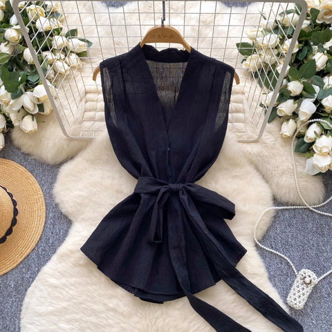 Casual V-neck Sleeveless Shirt