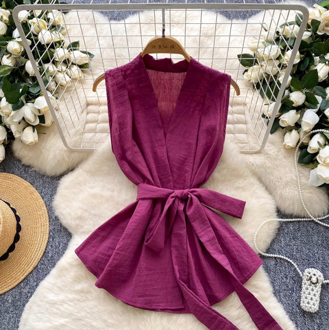 Casual V-neck Sleeveless Shirt