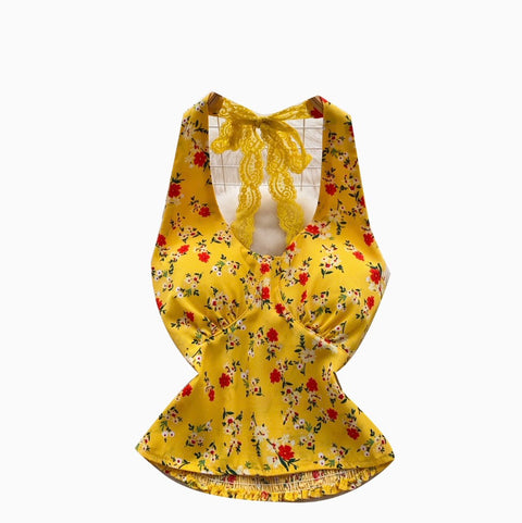 Sexy Lace Halter Floral Top