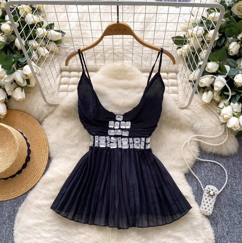 Sexy Square Rhinestone Studded Camisole