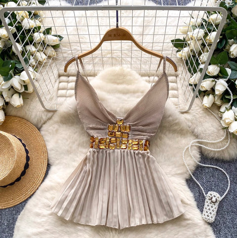 Sexy Square Rhinestone Studded Camisole