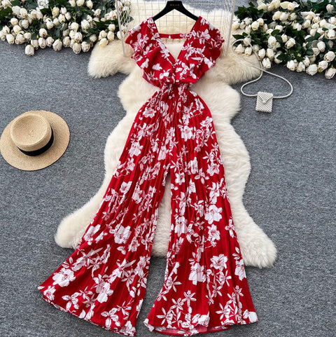 Premium Floral Printed Flared Jumpsuit