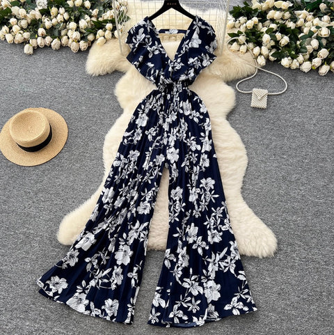 Premium Floral Printed Flared Jumpsuit