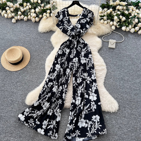Premium Floral Printed Flared Jumpsuit