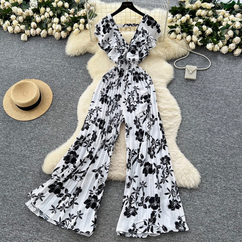 Premium Floral Printed Flared Jumpsuit