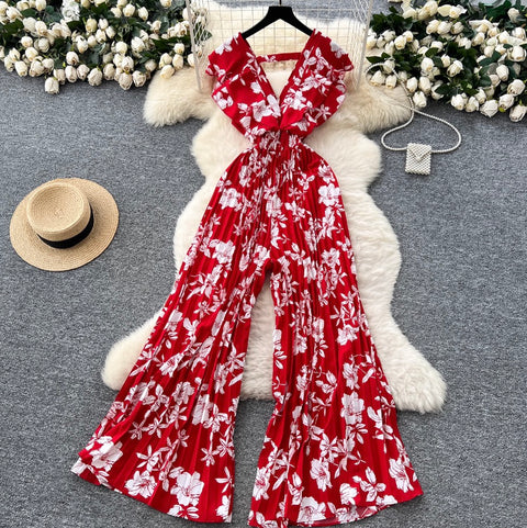 Premium Floral Printed Flared Jumpsuit