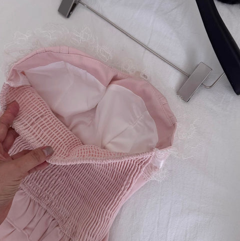 Courtly Lace Top & Mesh Skirt 2Pcs