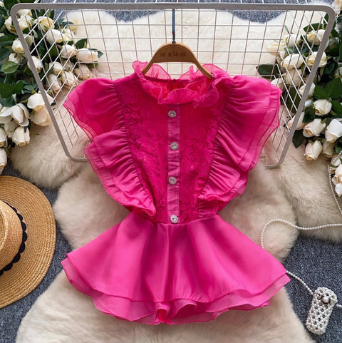 High-end Ruffled Lace Shirt